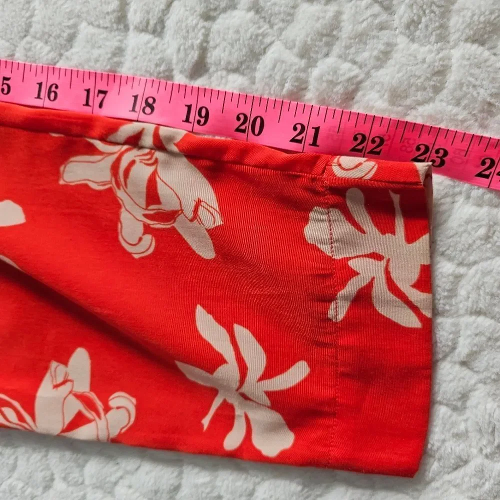 Viva Vena orange orchid pants floral pleated tie waist 2 26 - Picture 5 of 8